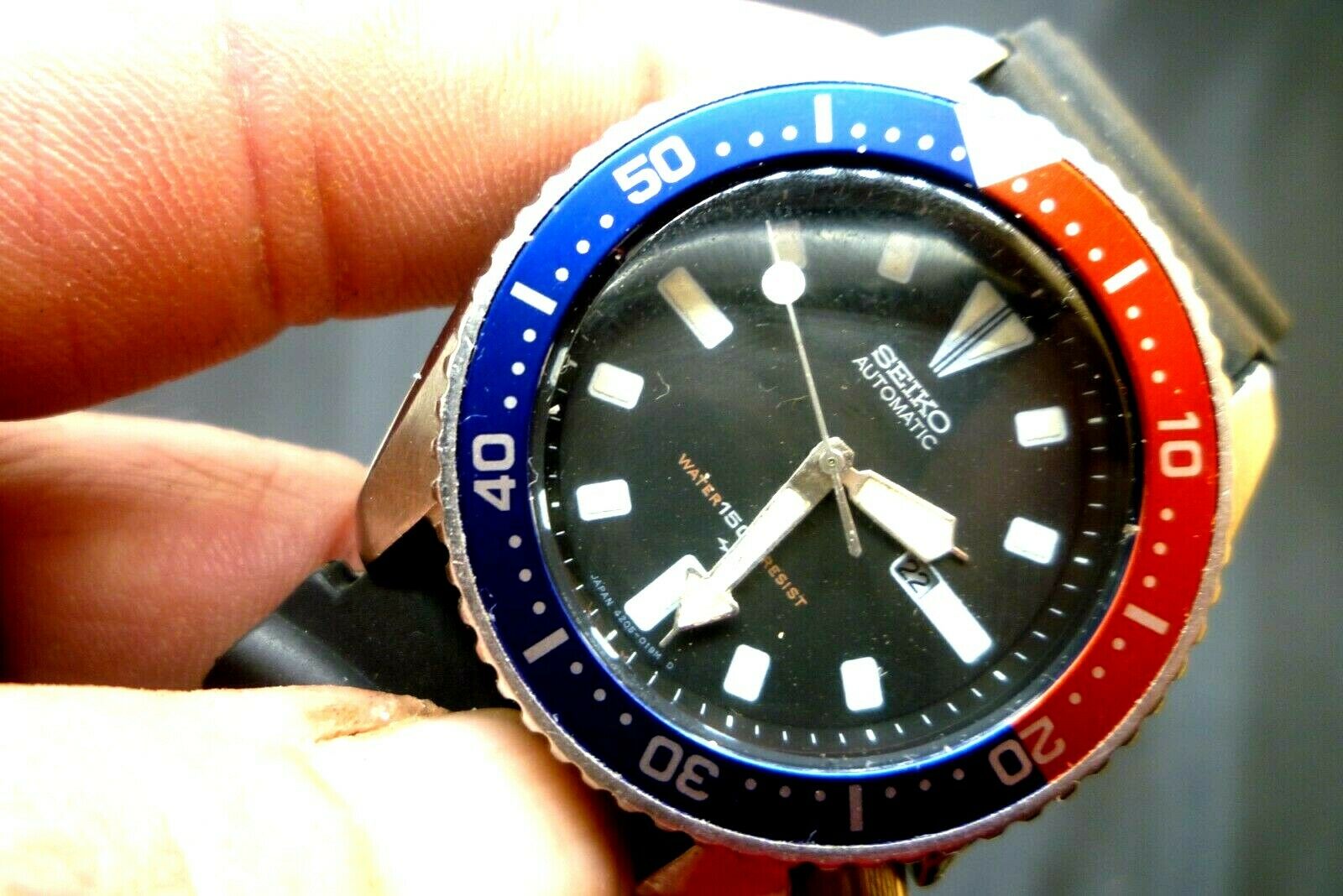 Mens 38mm SEIKO 150m 4205-0150 Automatic Pepsi Vintage SCUBA