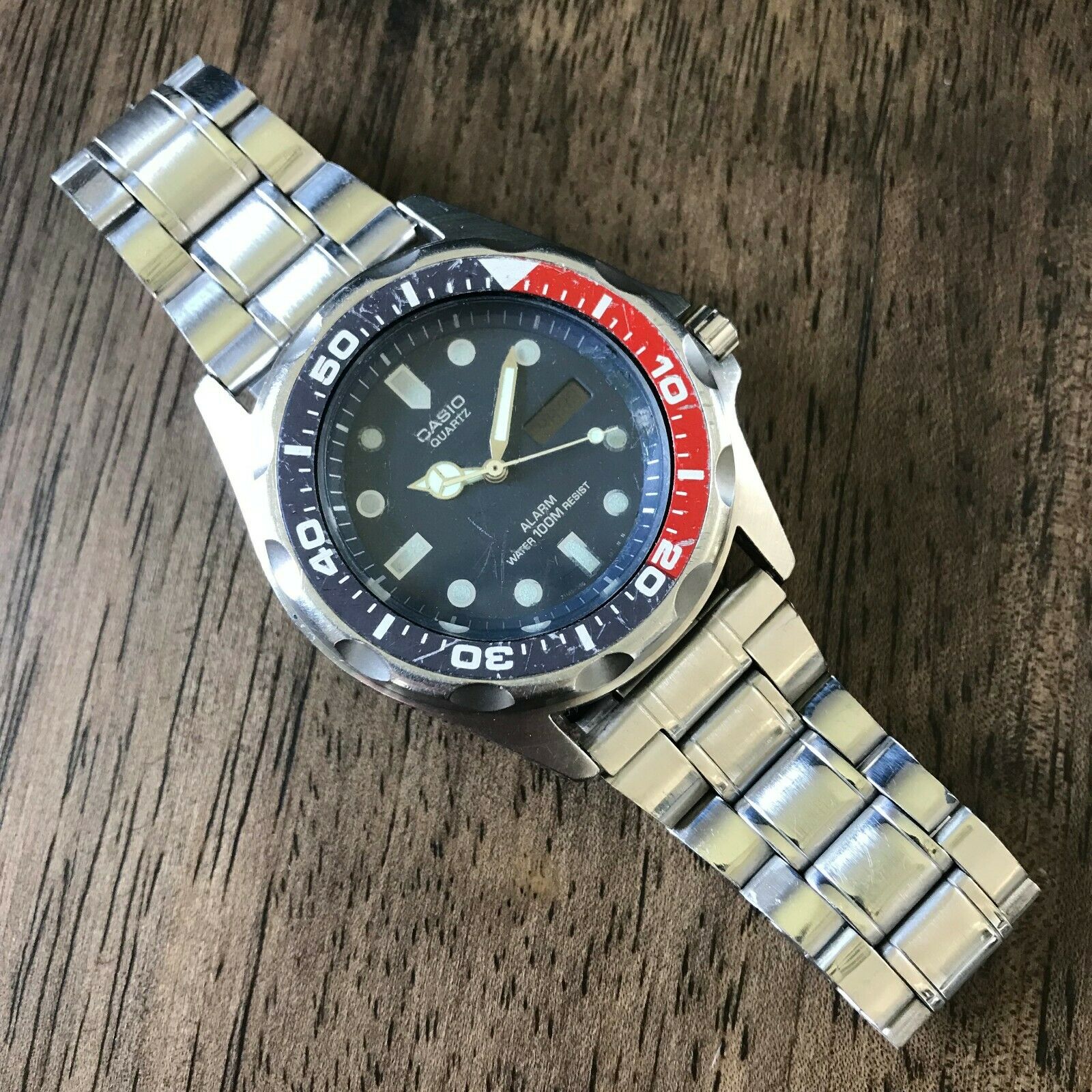 Vintage 1987 Casio MMA-200W Submariner Diver Watch w/ Pepsi Bezel
