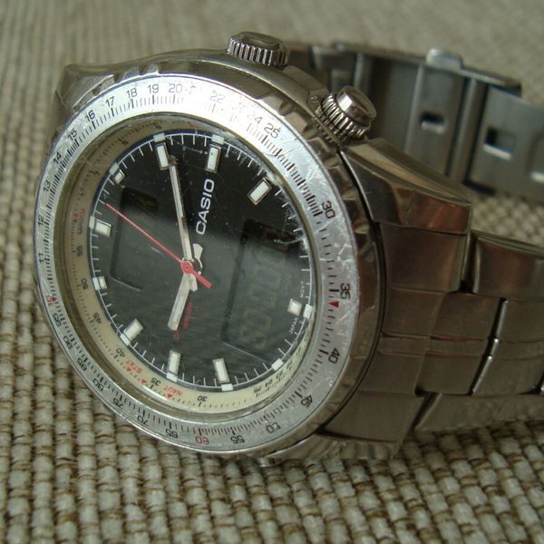 Casio MTP-4700 world time analog-digital alarm chrono Citizen T270 mvt ...
