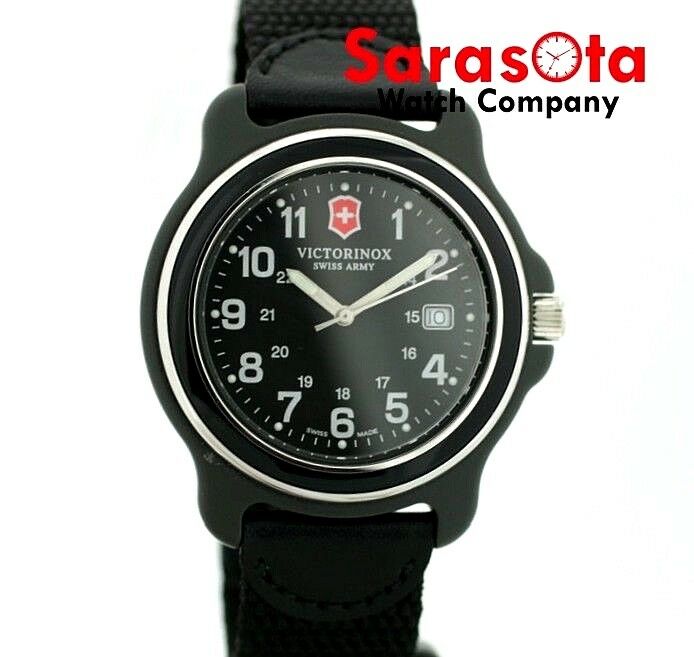 Victorinox Swiss Army 249086 Black 43mm Leather Canvas Quartz Men s Watch WatchCharts