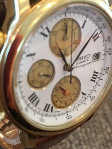Men's Seiko Chronograph Alarm 7T32-7B80 A4 Vintage Collection