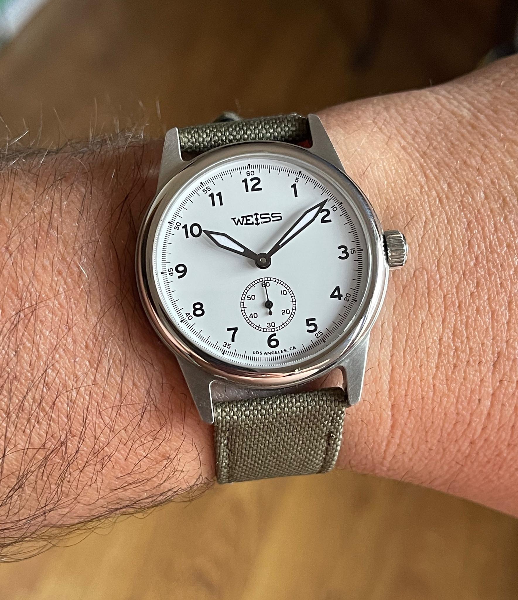 WTS Weiss 38mm Standard Issue Field Watch LA Dial 22 Full Kit