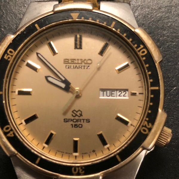 Vintage SEIKO SQ SPORTS 150 5H238A79 MENS WATCH, NEW BATTERY preowned