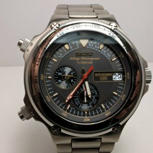 セイコー スペースナビゲーター クロノグラフ チタン 6M23-7010 Exc+5* SEIKO Space Navigator 6M23-7010 Titanium Quartz Men's