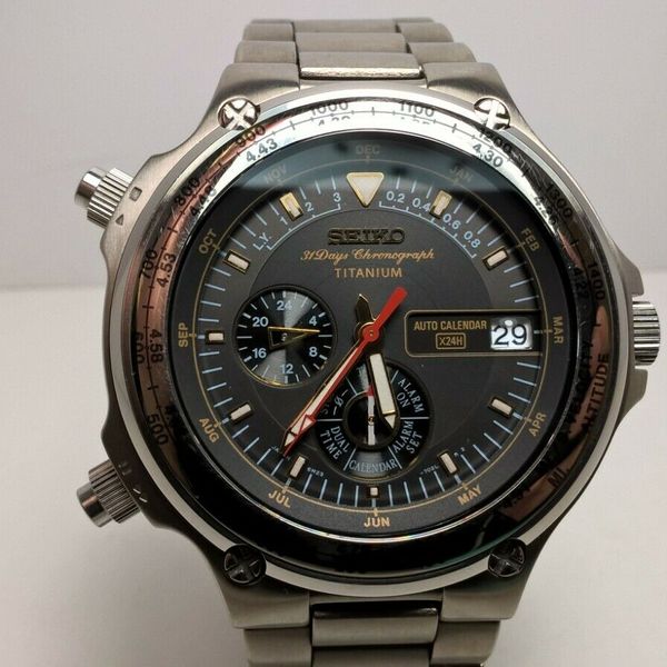セイコー スペースナビゲーター クロノグラフ チタン 6M23-7010 Exc+5* SEIKO Space Navigator 6M23-7010 Titanium Quartz Men's
