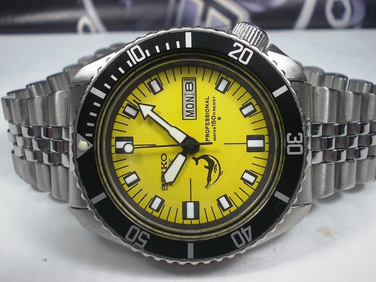 VINTAGE ORIGINAL SEIKO DIVER 6309-7290 WITH CUSTOM 'YELLOW DOLPHIN