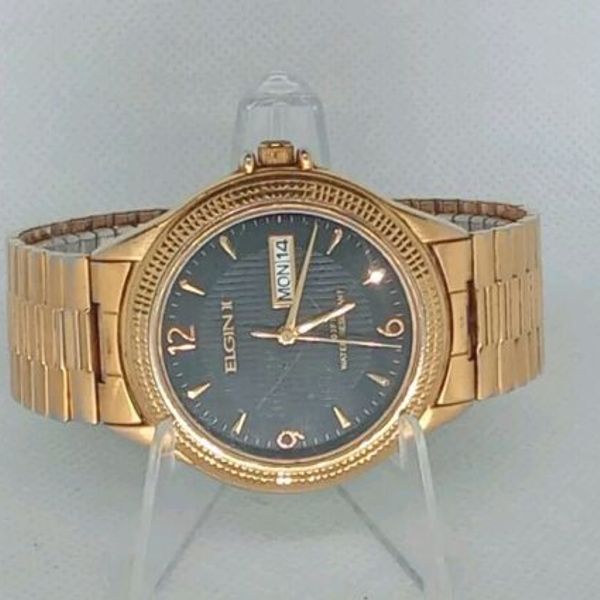Elgin 2 Mens Quartz Watch Gold Tone New Battery | WatchCharts Marketplace