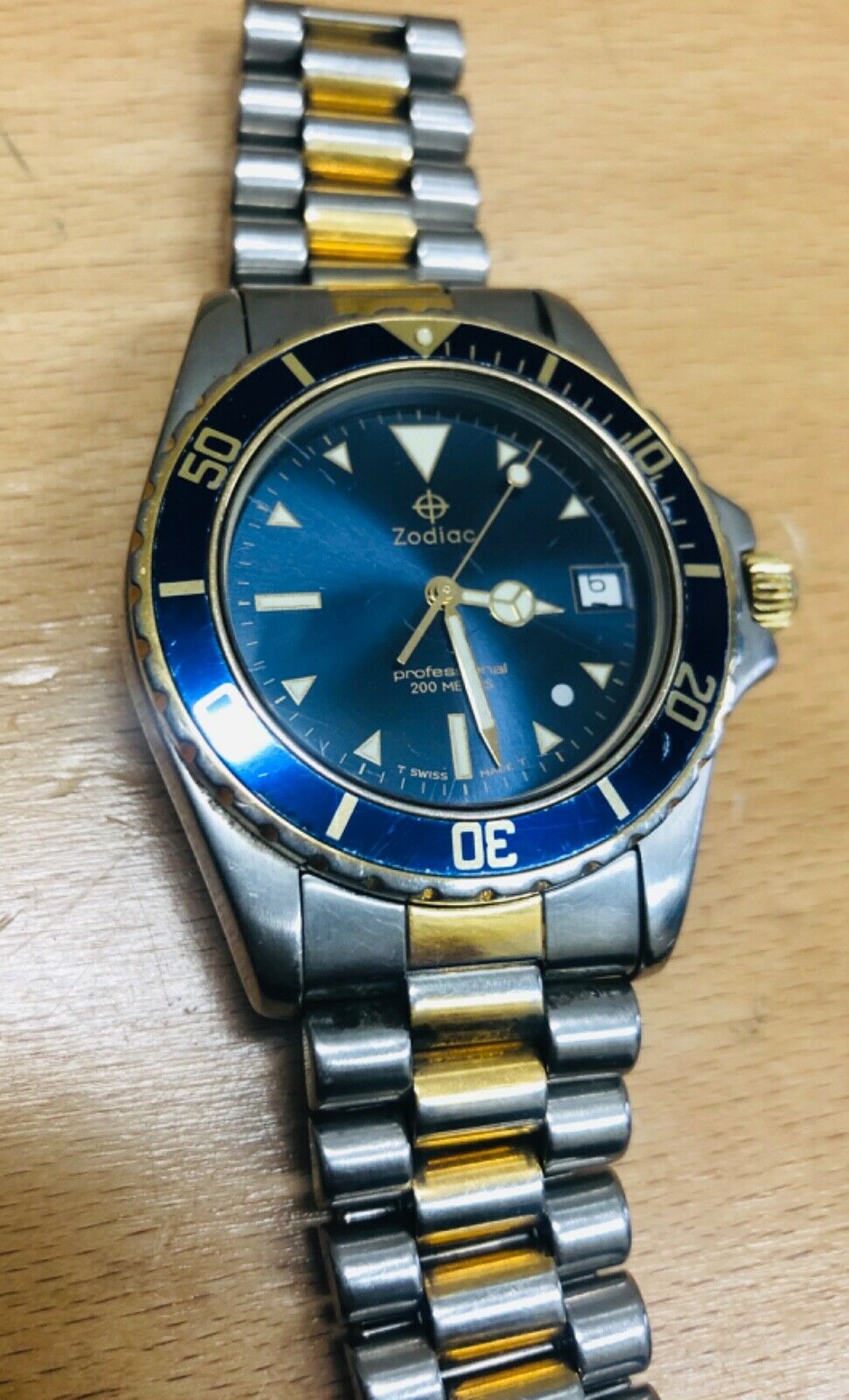 Zodiac Silver Point (Dot) Dive Watch Two-Tone Vintage Used 206.66