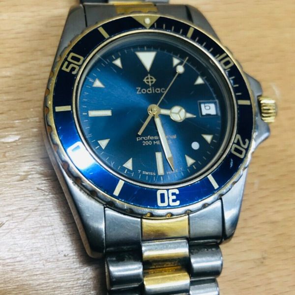 Zodiac Silver Point (Dot) Dive Watch Two-Tone Vintage Used 206.66