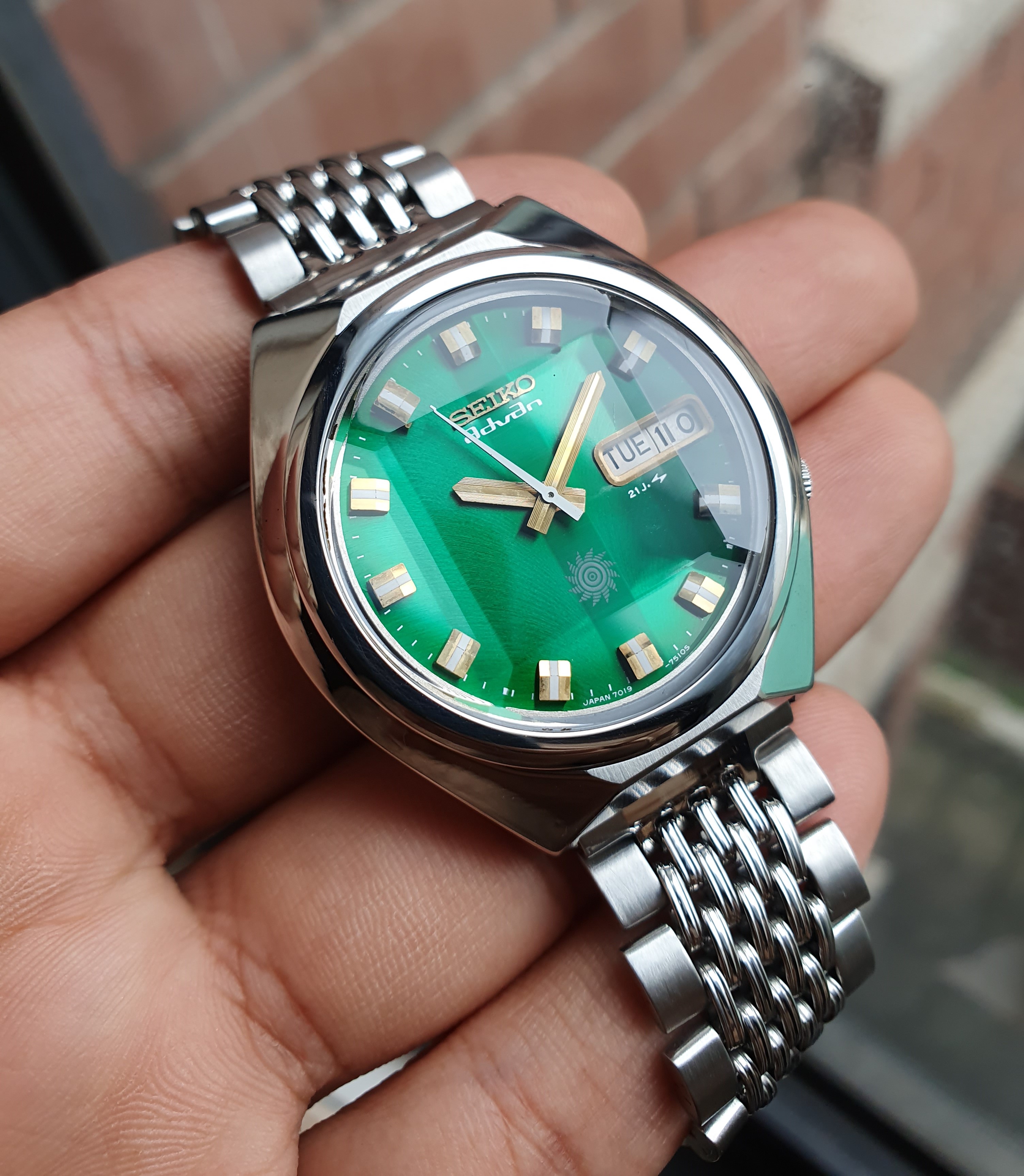 FS Green Emerald Advan Seiko SERVICED JDM Faceted Crystal Rare