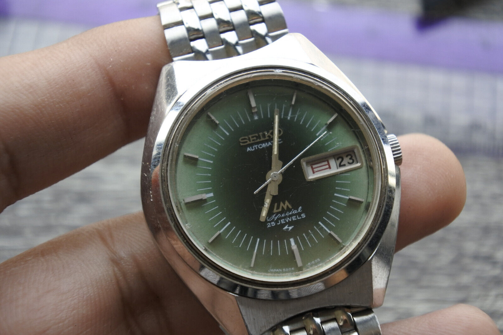 Vintage SEIKO LORDMATIC 5206-6110 Green Dial Men Automatic Japan