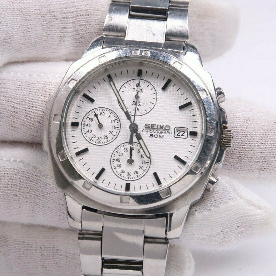 SEIKO QUARTZ CHRONOGRAPH 7T92 0CA0 50M Mens Watch JAPAN