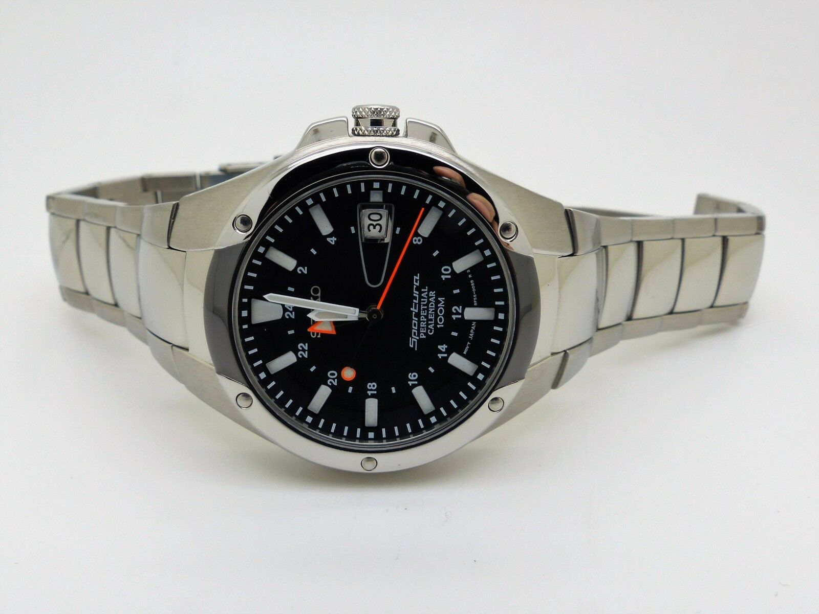 Rare Seiko Sportura Perpetual Calendar GMT 8F56-0090 Ref: SLT047P1 
