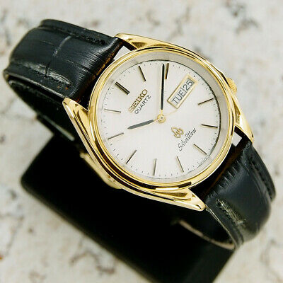 Authentic Seiko Silverwave Day Date White Dial Gold Plated