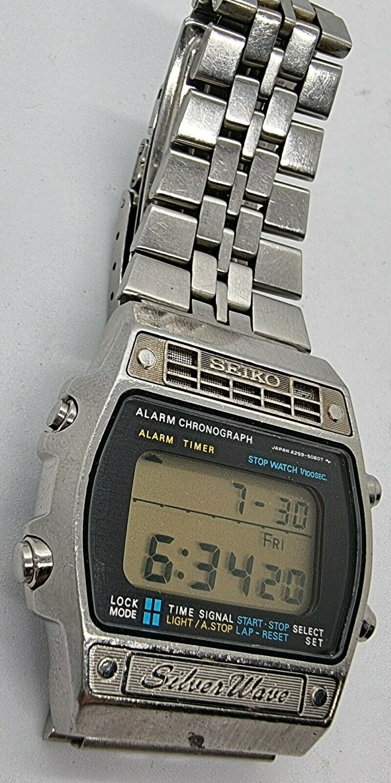 Seiko Silver Wave A259-5090 vintage digital watch Japan 1979 steel