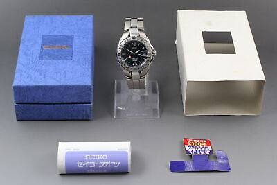 Near MINT Box] SEIKO Perpetual Calendar 8F56-0040 GMT Titan Quartz