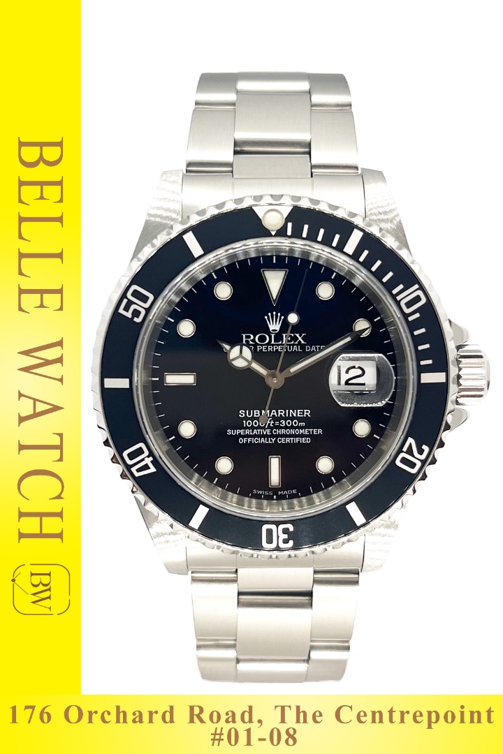 Preowned Rolex 16610 Submariner Date Black Dial Stainless Steel