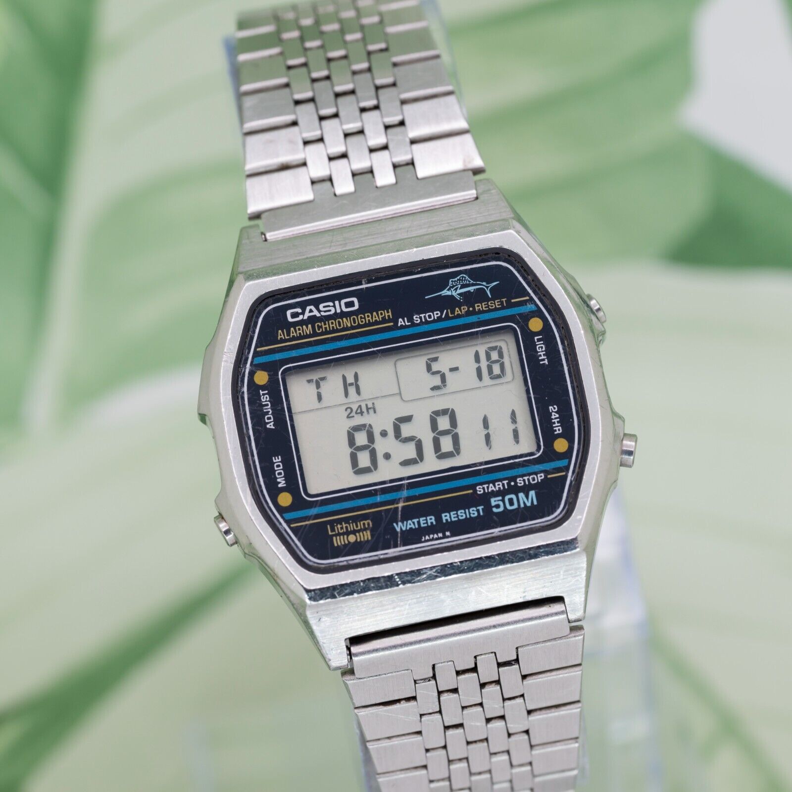 1983 CASIO W-36 MARLIN WR 50M WATCH VINTAGE DIGITAL JAPAN