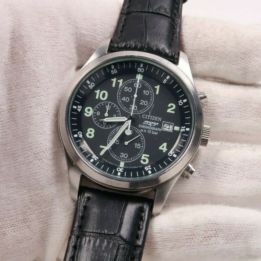 CITIZEN OXY 0510-S68211 CHRONOGRAPH 10 BAR NEW BATTERY Watch Japan