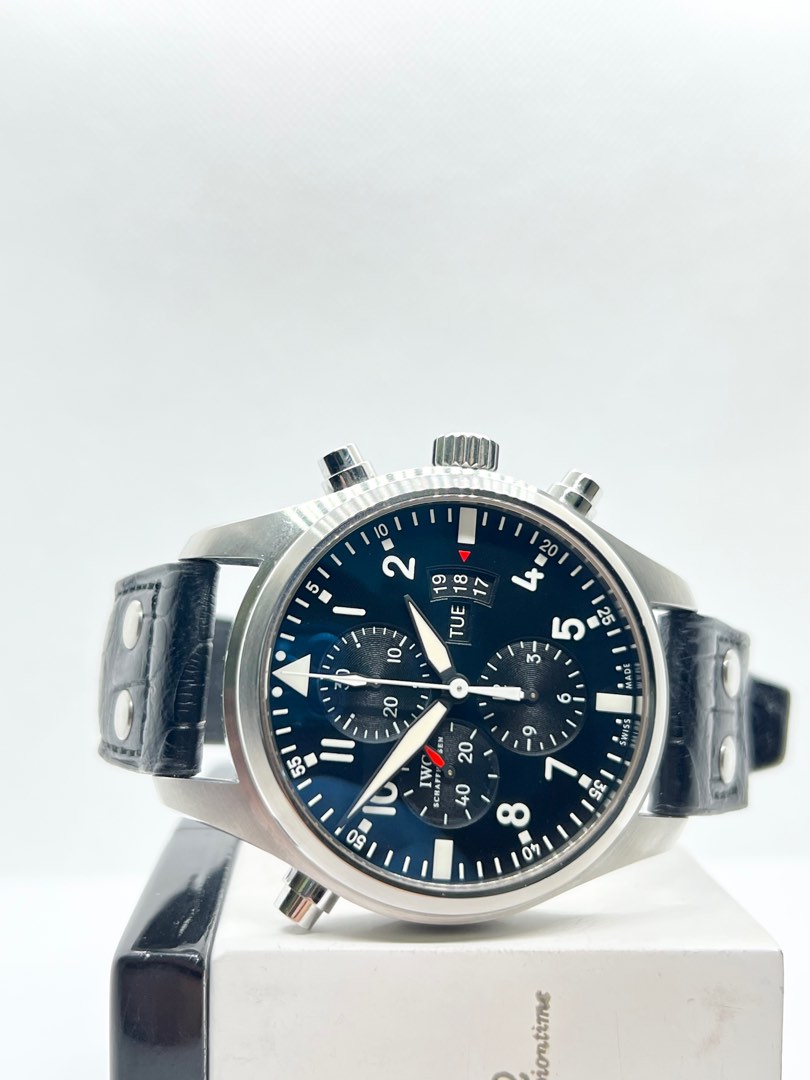 Pre Owned IWC Pilot Double Chrono IW377801 Black Dial Automatic