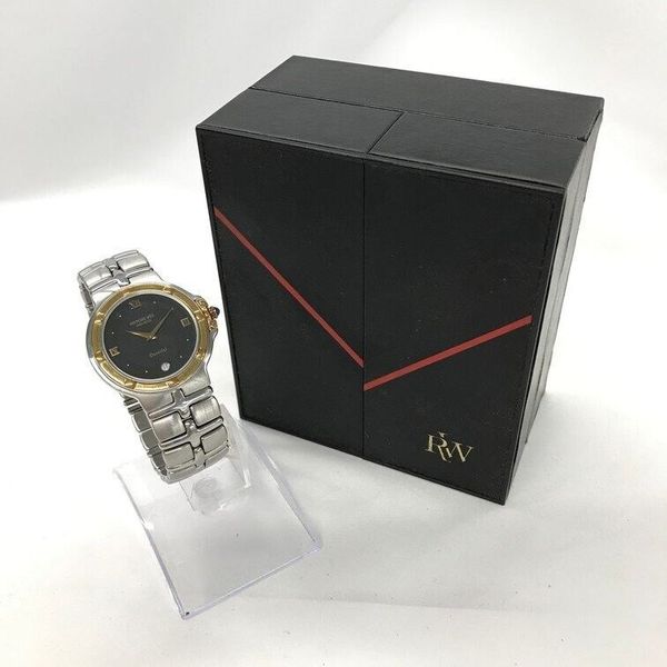Raymond Weil Parsifal 9188 Black Dial 18k Gold Plated Swiss Quartz Men ...