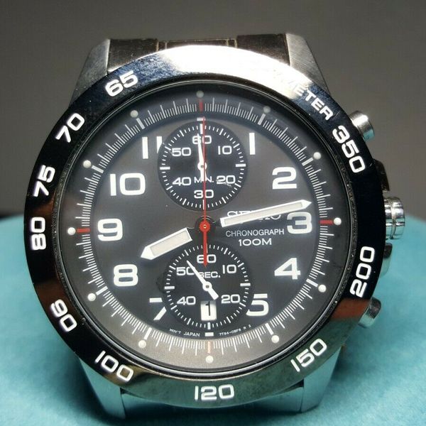 Vtg Classic Men's Seiko 7T94-0BA0 Chronograph 100M Tachymeter Wristwatch  New Bat | WatchCharts