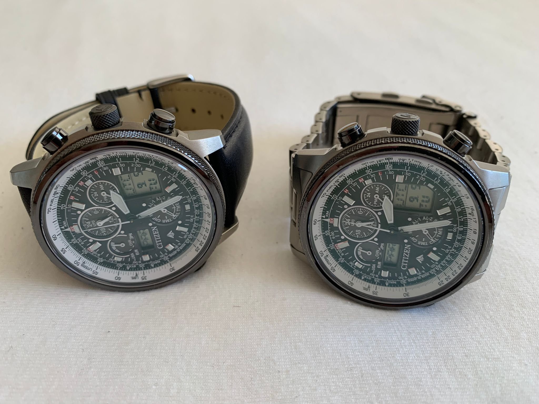 2x Citizen Promaster Sky Pilot PMV65-2272, 1 with strap, 1 with