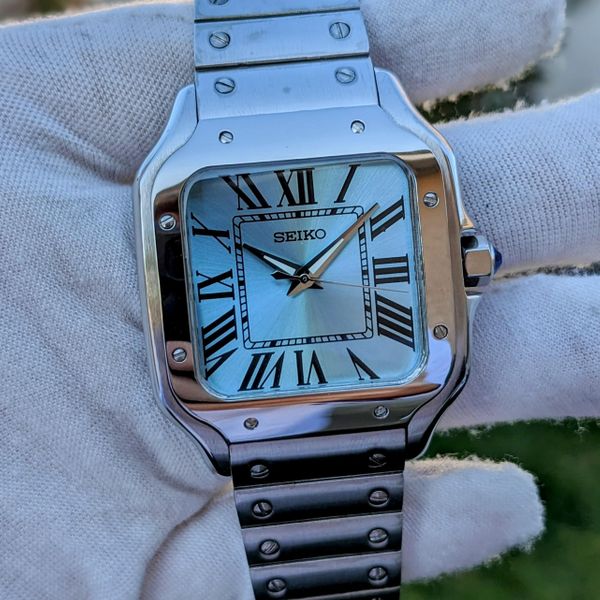 [WTS] Custom Santos Mod The Seiko Santos (Light Blue Edition) Seiko NH35 Auto Sapphire