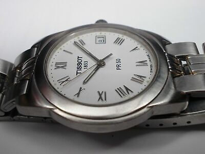 MONTRE HOMME TISSOT PR 50 QUARTZ CADRAN BLANC CHIFFRES ROMAIN