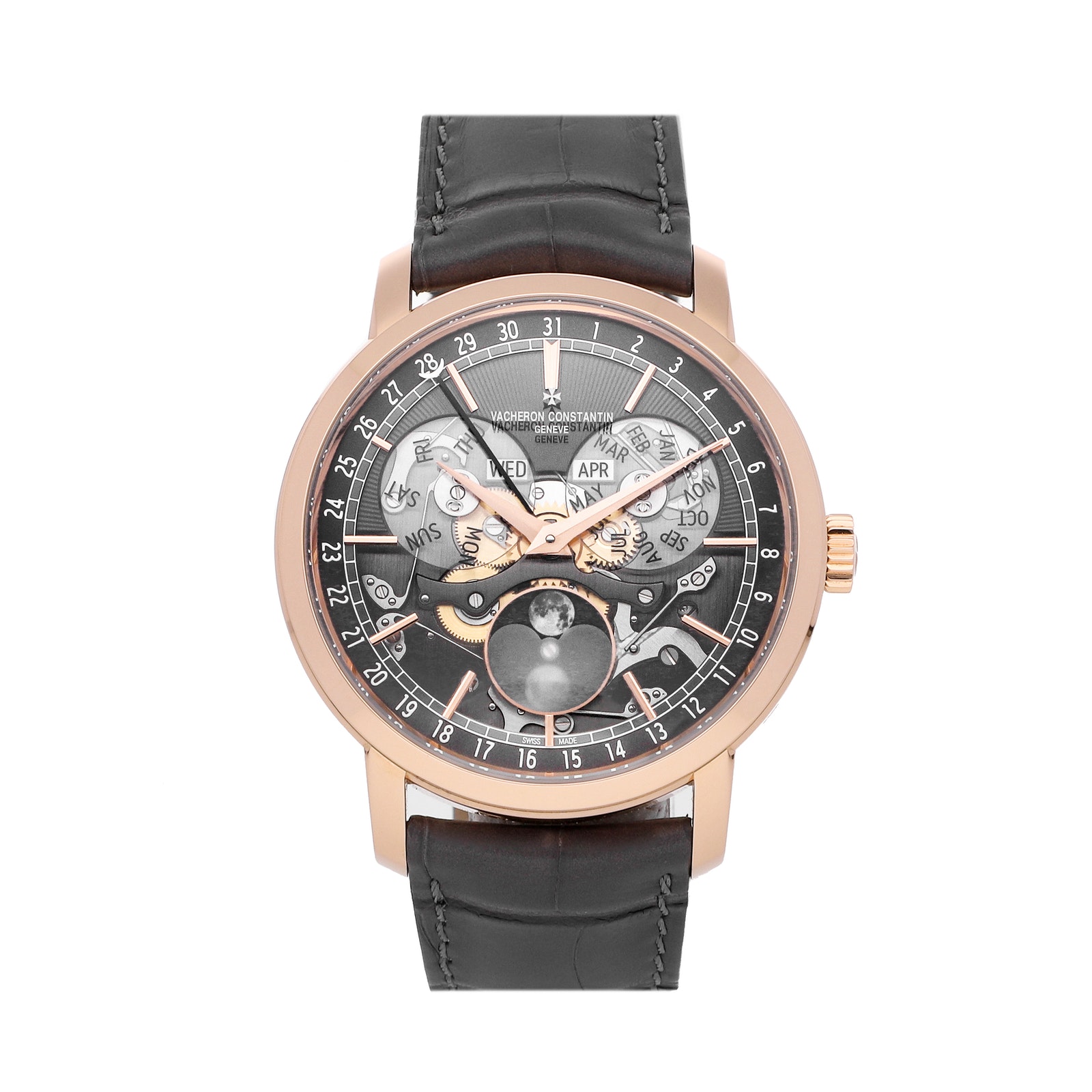 Vacheron Constantin Traditionnelle Complete Calendar Openface Pink Gold ...