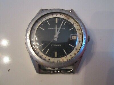 VINTAGE GIRARD PERREGAUX GYRODATE WATCH BLACK FACE WIND UP