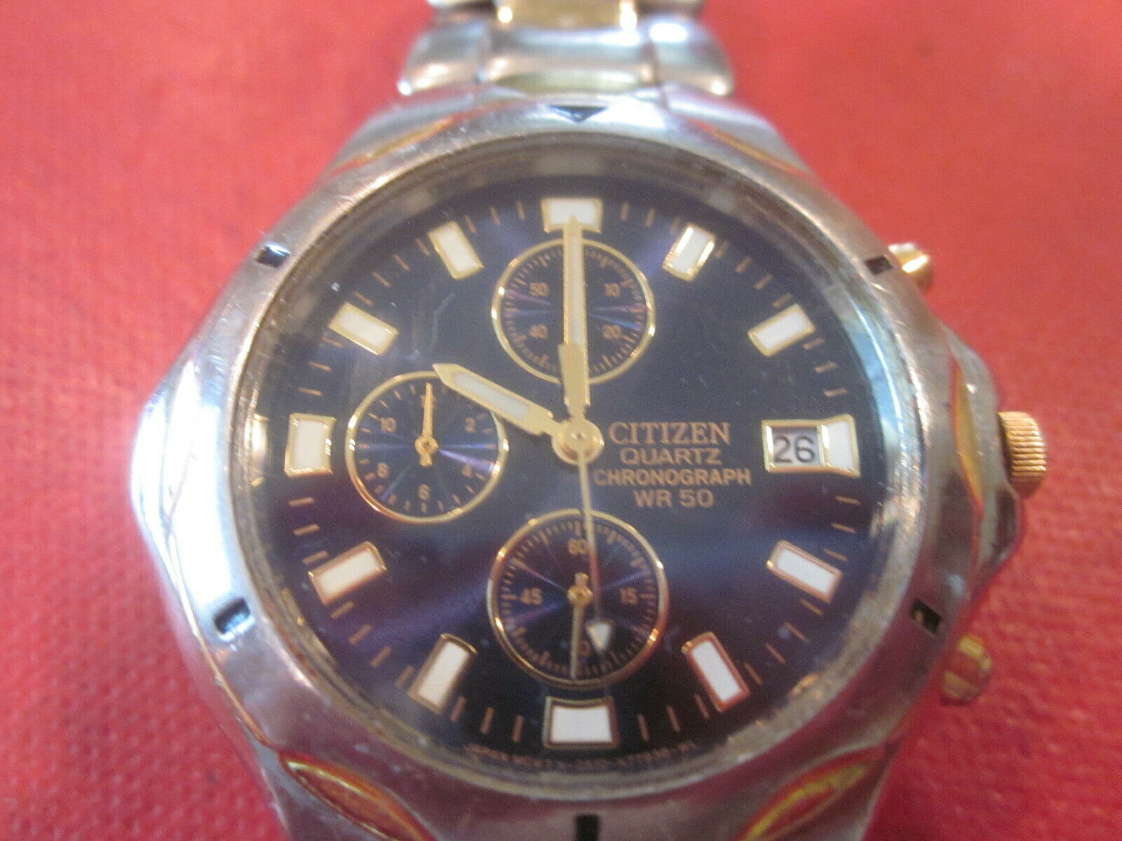 CITIZEN Quartz Chronograph WR 50 Men s Watch 0510 S68342 Vintage