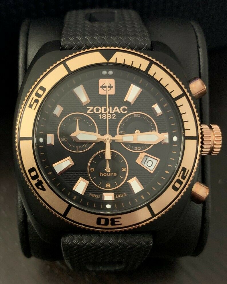 Zodiac Desert Falcon PVD Chronograph Black Rose Gold Swiss Diver