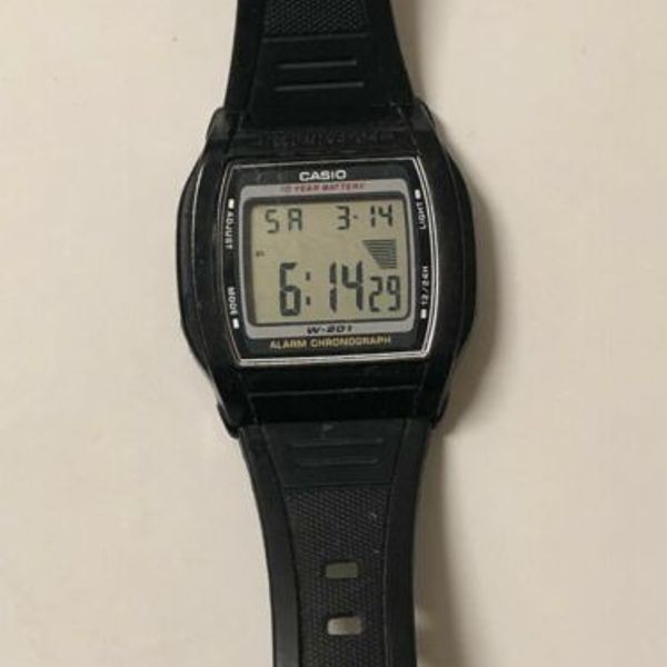 Men's CASIO WR 50m Digital Watch W-201 Alarm Chrono 2879 Module 10 year ...