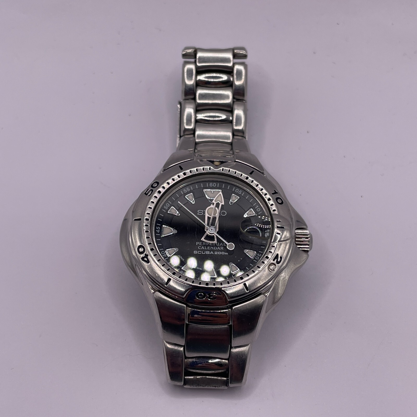 SEIKO Perpetual Calendar Scuba SBCM005 8F35-0030 Black Mens Watch