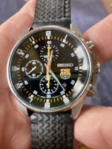 Seiko 7T92-0MF0 Used Stainless Steel FC Barcelona Quartz
