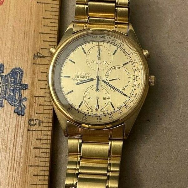 Vintage Seiko 7T24-7A00 Man's Quartz Chronograph Wrist Watch | WatchCharts