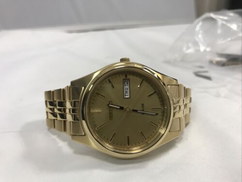 Seiko Men s Stainless Steel Gold Tone Solar Watch SNE036 MSRP