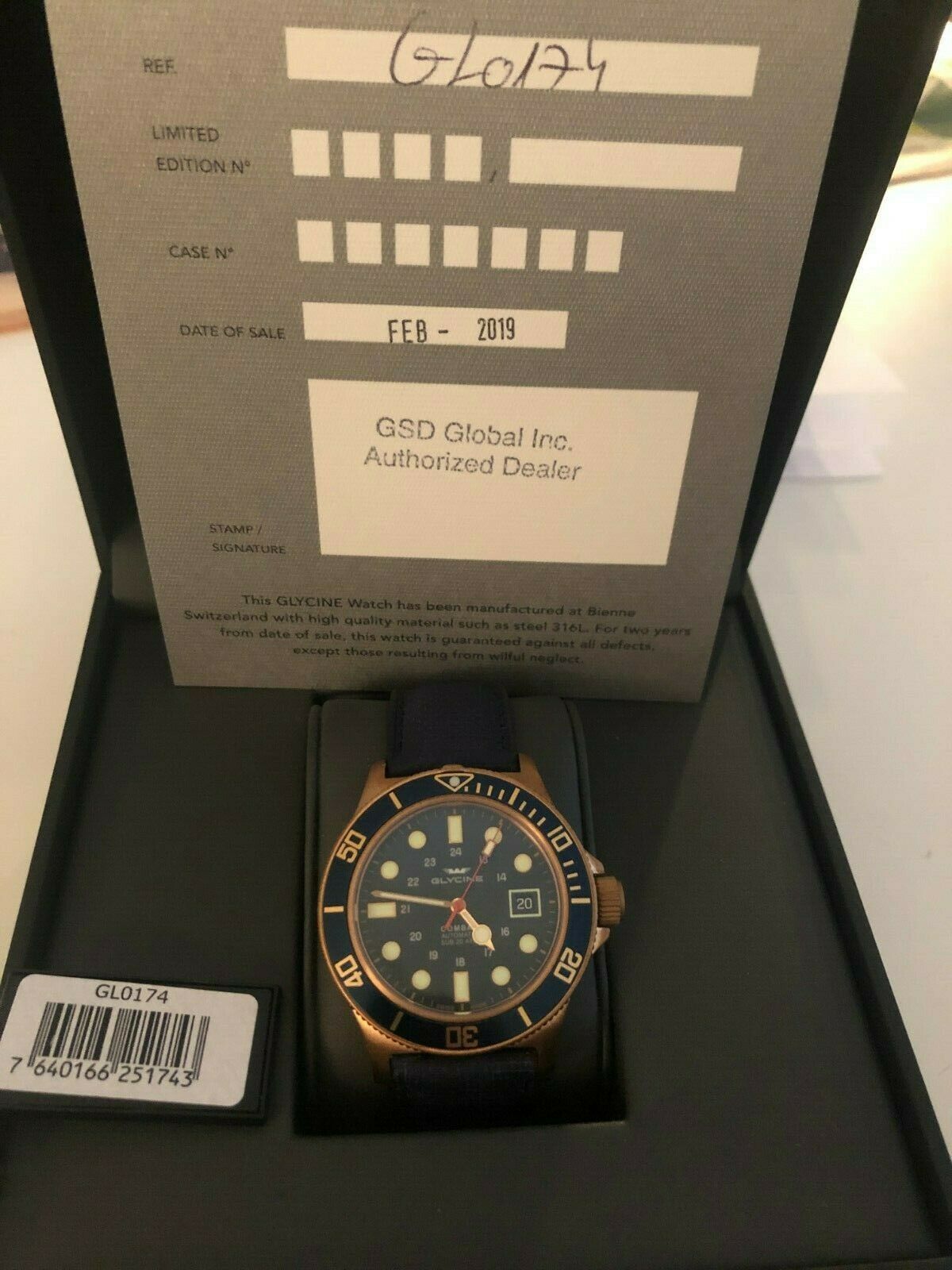 Glycine Combat Sub Bronze GL0174 42mm Swiss Automatic Diver