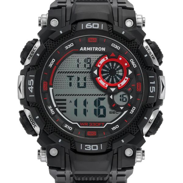 Armitron 40/8397RBK, Digital Resin Watch, 100 Meter WR, Chronograph