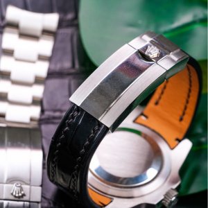 Handmade Hand-stitched Watch Strap in Hunter Green Crocodile Leather For  Client’s Rolex Starbucks 126610LV Watch