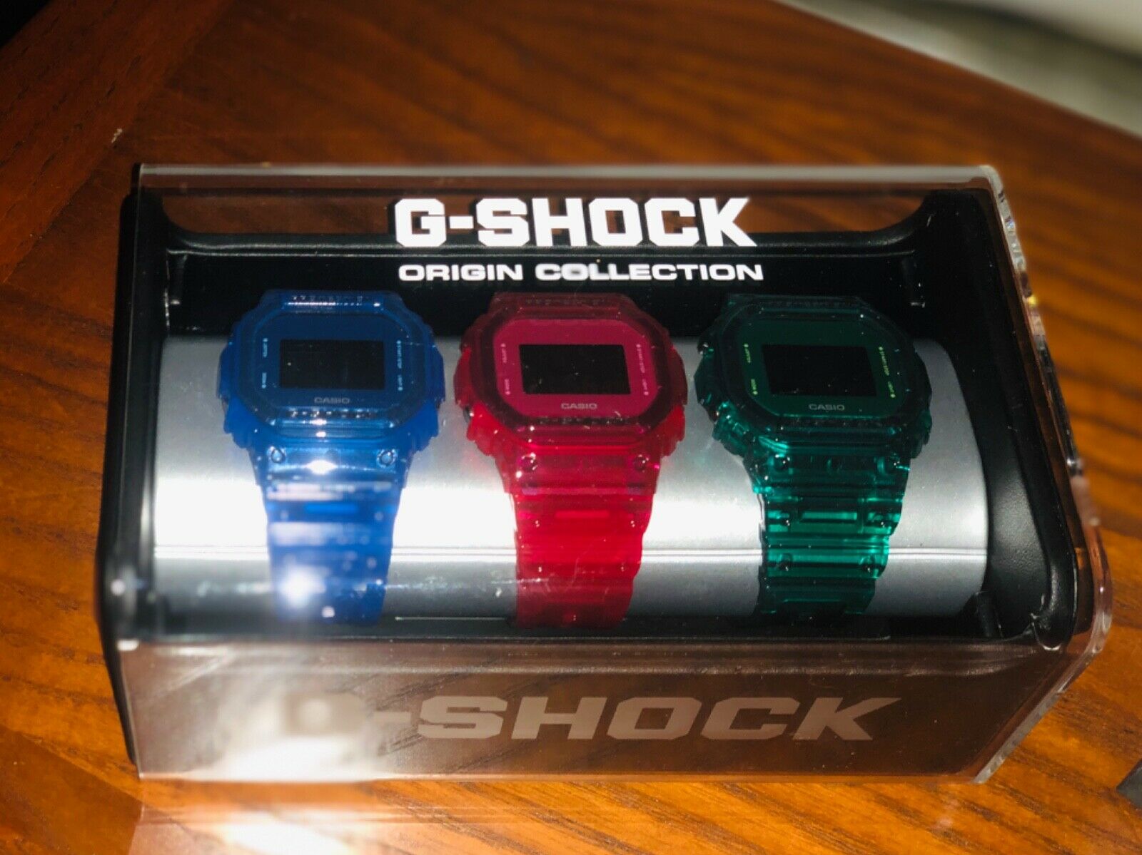 New In Box CASIO G-Shock Skeleton 3-Pack Red Green Blue DW5600SB