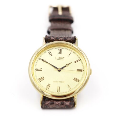 Citizen Quartz 1032-R31807 RC Roman Numeral Gold Tone Lizard 