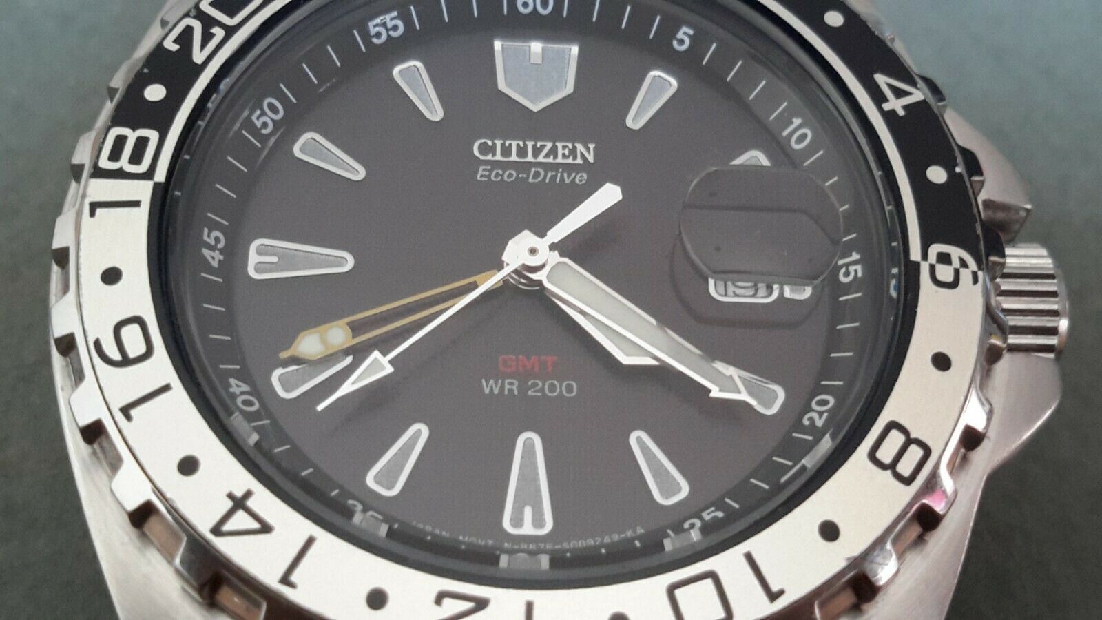 CITIZEN ECO DRIVE GMT WATCH B876 S005213 STEEL RARE ROTATING BEZEL STEEL  DATE | WatchCharts Marketplace