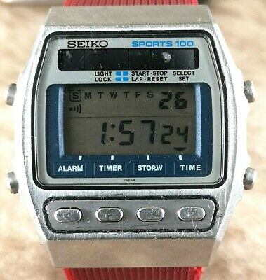 Vintage SEIKO A557 5020 DIGITAL ALARM CHRONOGRAPH St. Steel 35mm