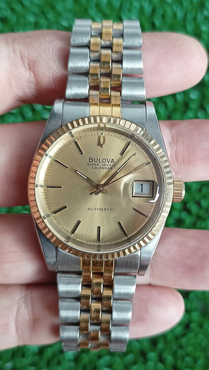 RARE VINTAGE BULOVA SUPER SEVILLE CALENDAR AUTOMATIC SWISS