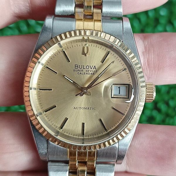 RARE VINTAGE BULOVA SUPER SEVILLE CALENDAR AUTOMATIC SWISS