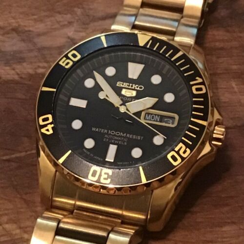 SEIKO-5SPORTS 7S36-03C0 GOLD DIVER's