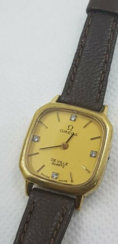 Omega De Ville Ladies Quartz Gold Plated Diamond Swiss Watch Cal