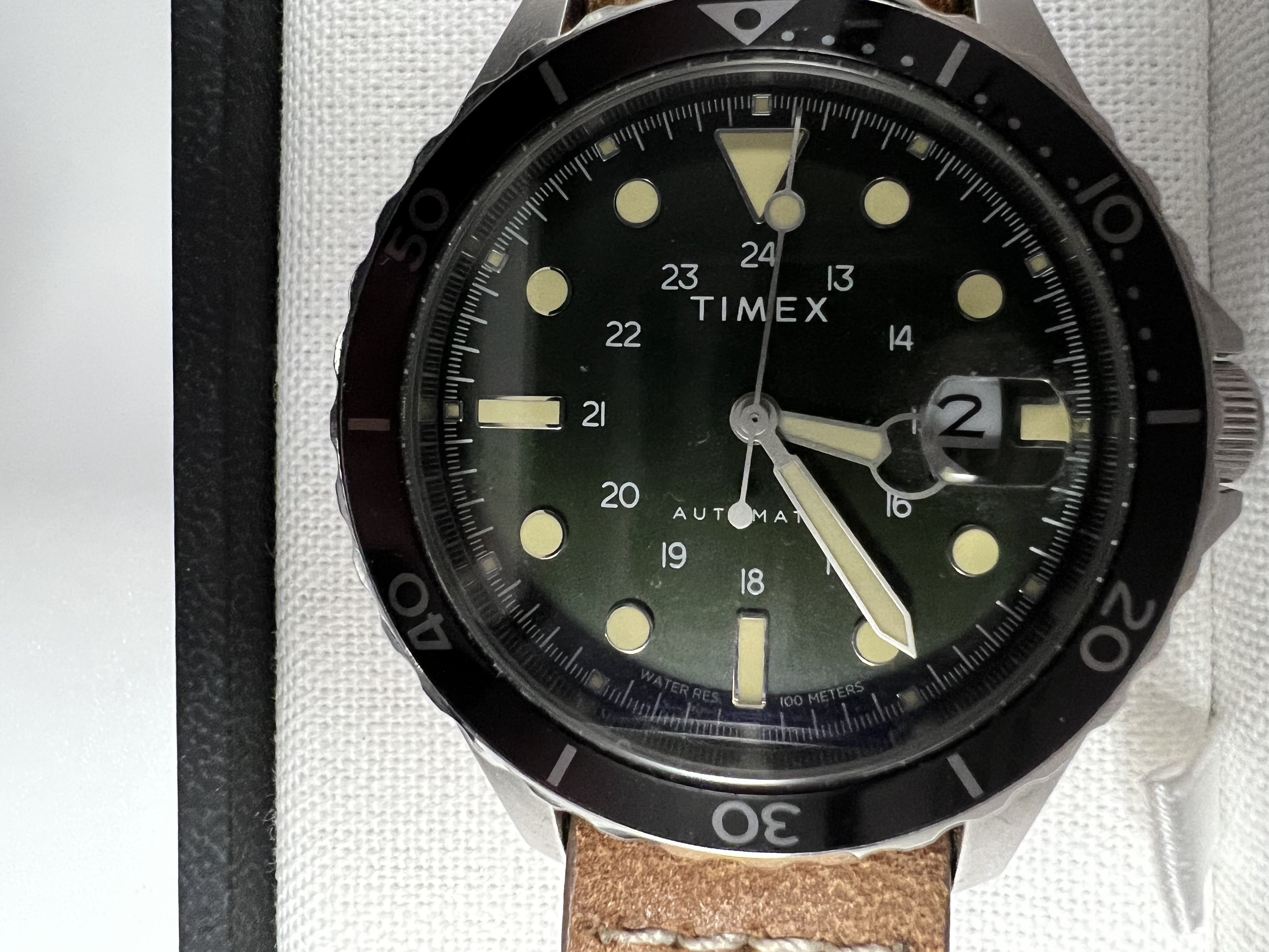 100 USD] Timex Navi XL Automatic 41mm Leather Strap Watch | WatchCharts